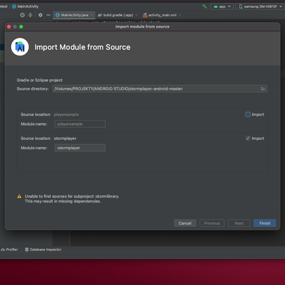 Android Studio select module location