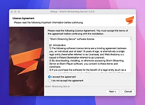 Accept the Software License.