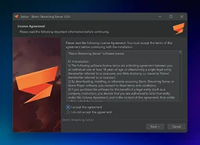 Accept the Software License.