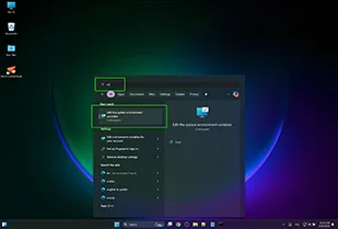 Open the Start Menu, search for environment variables, and click: "Edit the system environment variables".
