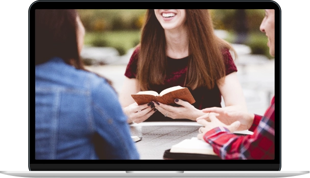 Laptop displaying an image of a religion and culture