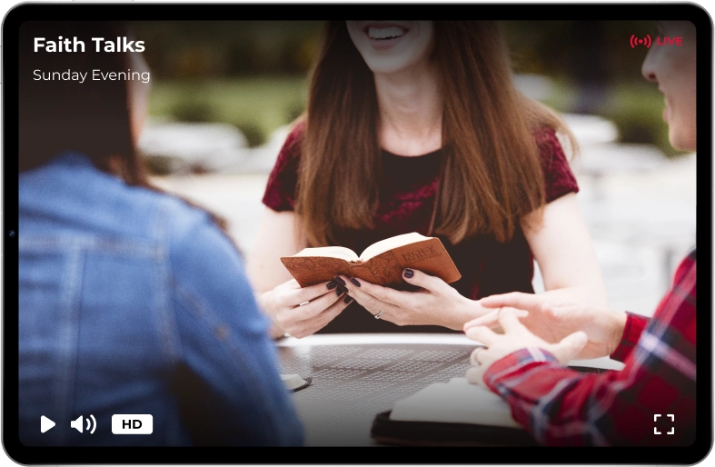 The storm streaming player features an image of a faith on the tablet