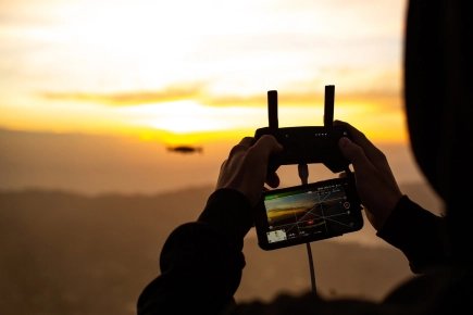 Man controls drone